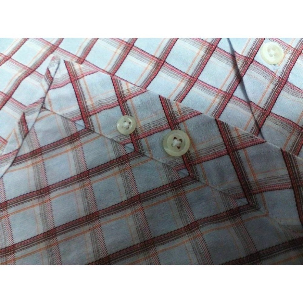 J Ferrar Men's Shirt Long/S Dress Diamond Check Red/Brown/Orange/Tan Siz… - Picture 9 of 16